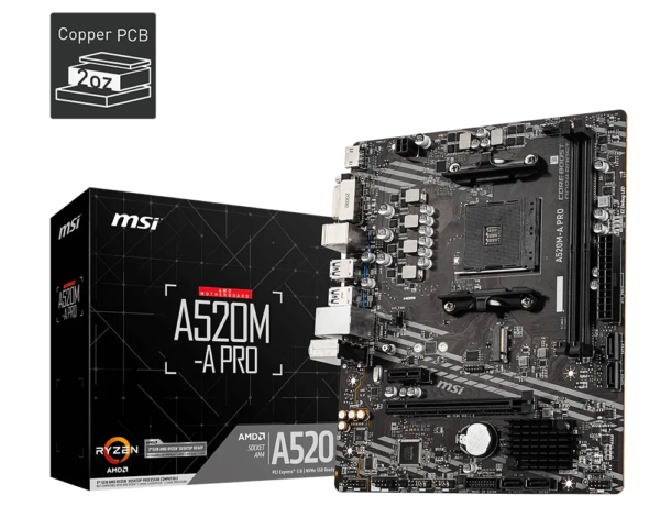 MSI A520M-A Pro AM4 AMD Micro-ATX Motherboard