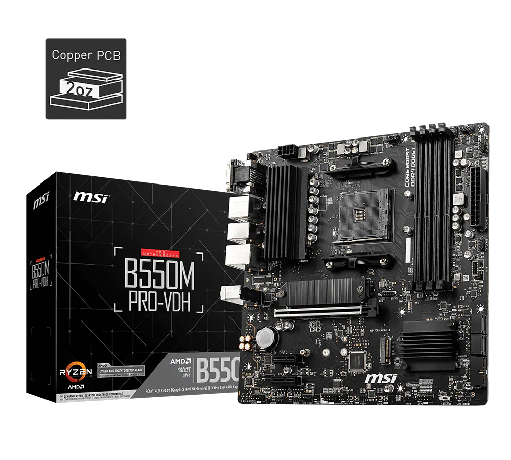 MSI B550M Pro-VDH AMD AM4 DDR4 Micro-ATX Motherboard