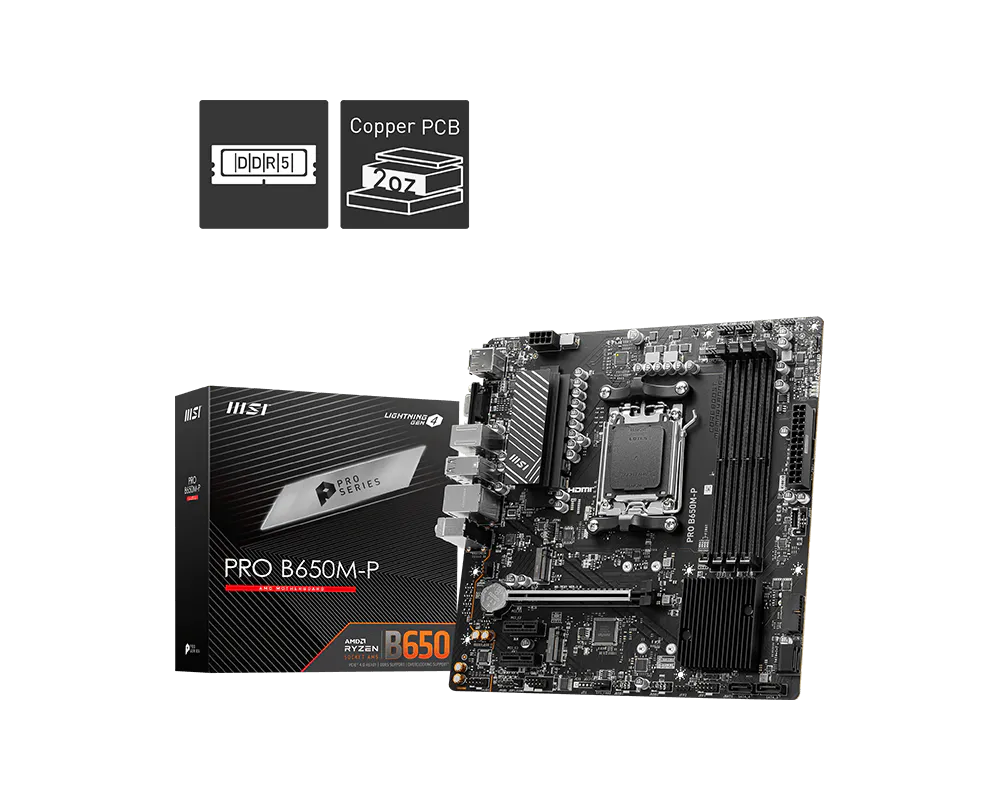 MSI PRO B650M-P DDR5 AMD AM5 mATX Motherboard