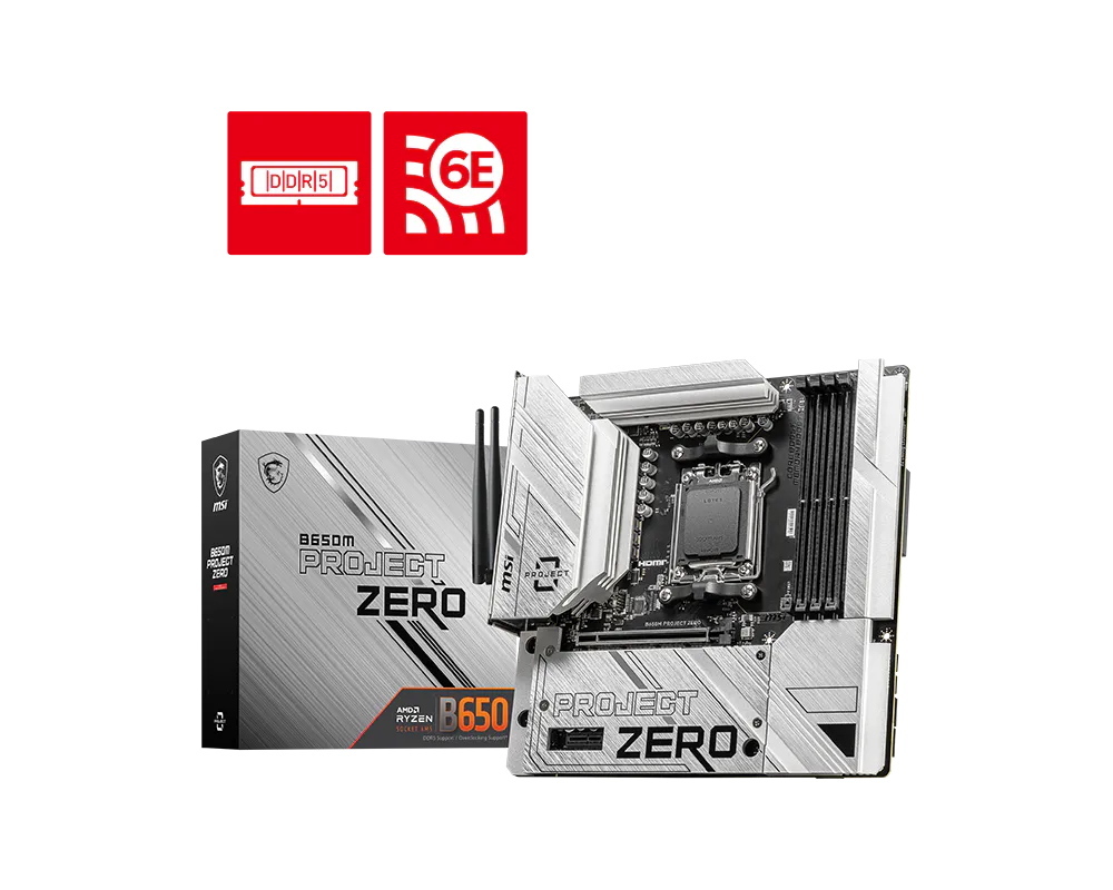 MSI B650M PROJECT ZERO AM5 m-ATX Motherboard